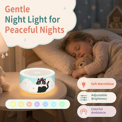 White Noise Machine for Baby & Adults, 30 Soothing Sounds, Sleep Sound Machine with 8 Color Night Light, Memory Function, White Noise for Sleeping, Nursery, Office, Travel & Relaxation