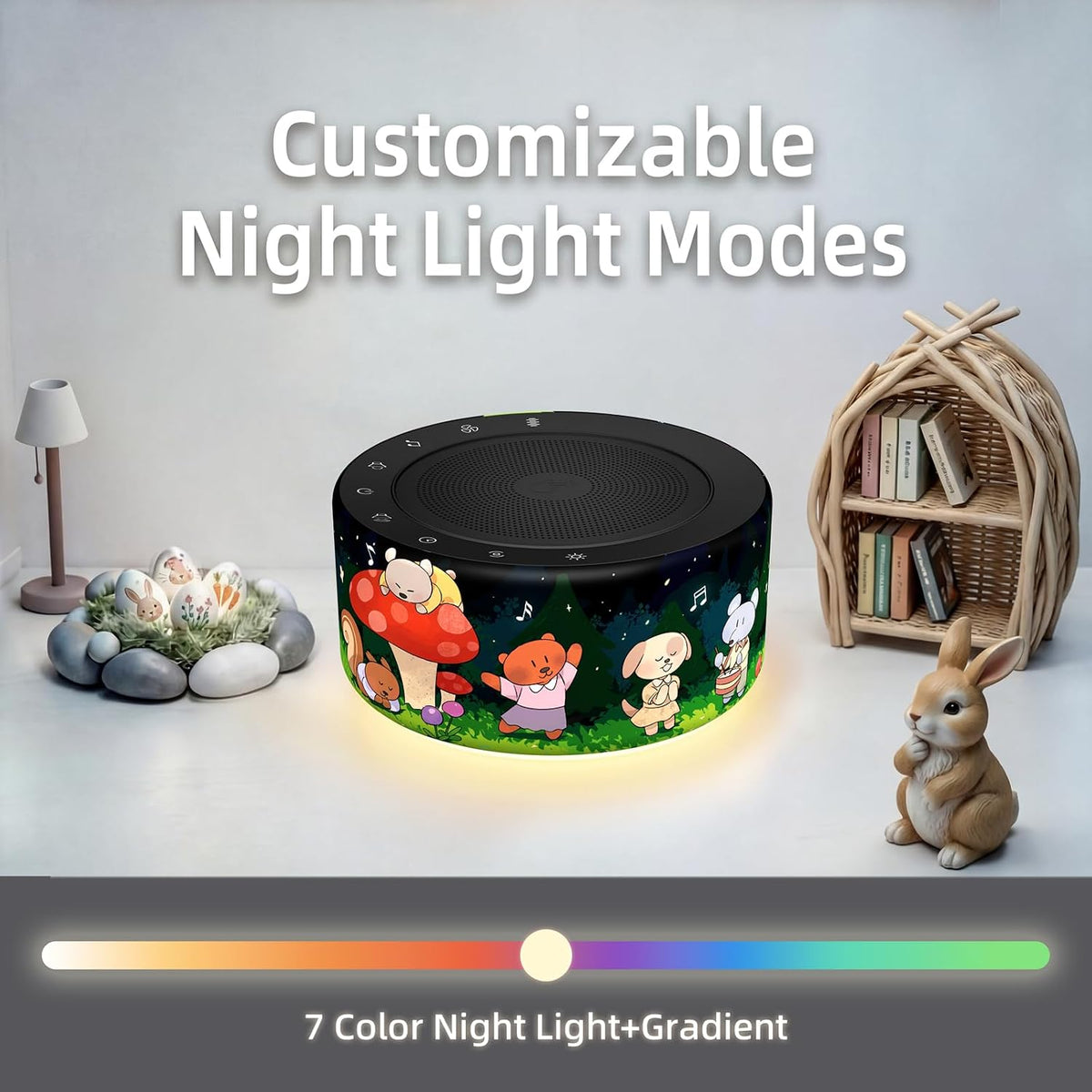 White Noise Machine for Baby & Adults, 30 Soothing Sounds, Sleep Sound Machine with 8 Color Night Light, Memory Function, White Noise for Sleeping, Nursery, Office, Travel & Relaxation