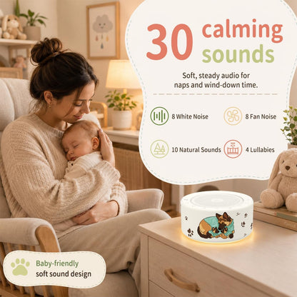 White Noise Machine for Baby & Adults, 30 Soothing Sounds, Sleep Sound Machine with 8 Color Night Light, Memory Function, White Noise for Sleeping, Nursery, Office, Travel & Relaxation