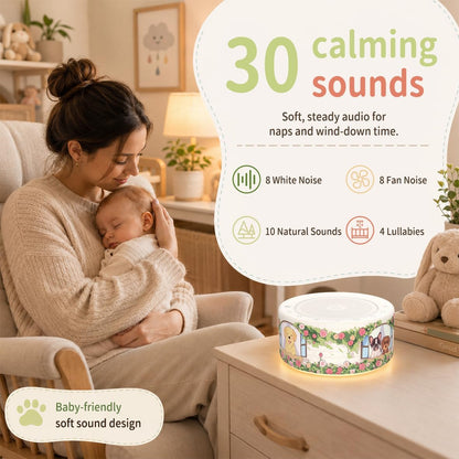 White Noise Machine for Baby & Adults, 30 Soothing Sounds, Sleep Sound Machine with 8 Color Night Light, Memory Function, White Noise for Sleeping, Nursery, Office, Travel & Relaxation