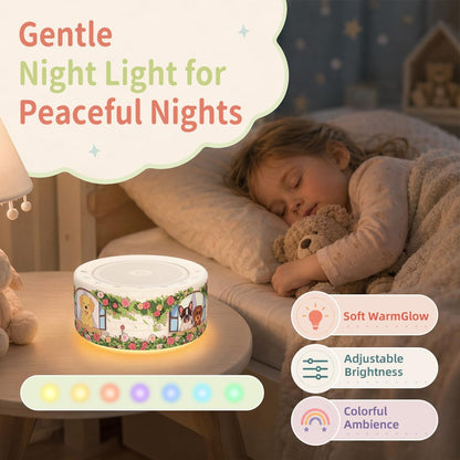 White Noise Machine for Baby & Adults, 30 Soothing Sounds, Sleep Sound Machine with 8 Color Night Light, Memory Function, White Noise for Sleeping, Nursery, Office, Travel & Relaxation