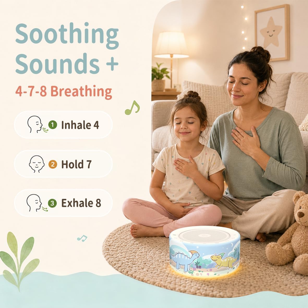 White Noise Machine for Baby & Adults, 30 Soothing Sounds, Sleep Sound Machine with 8 Color Night Light, Memory Function, White Noise for Sleeping, Nursery, Office, Travel & Relaxation