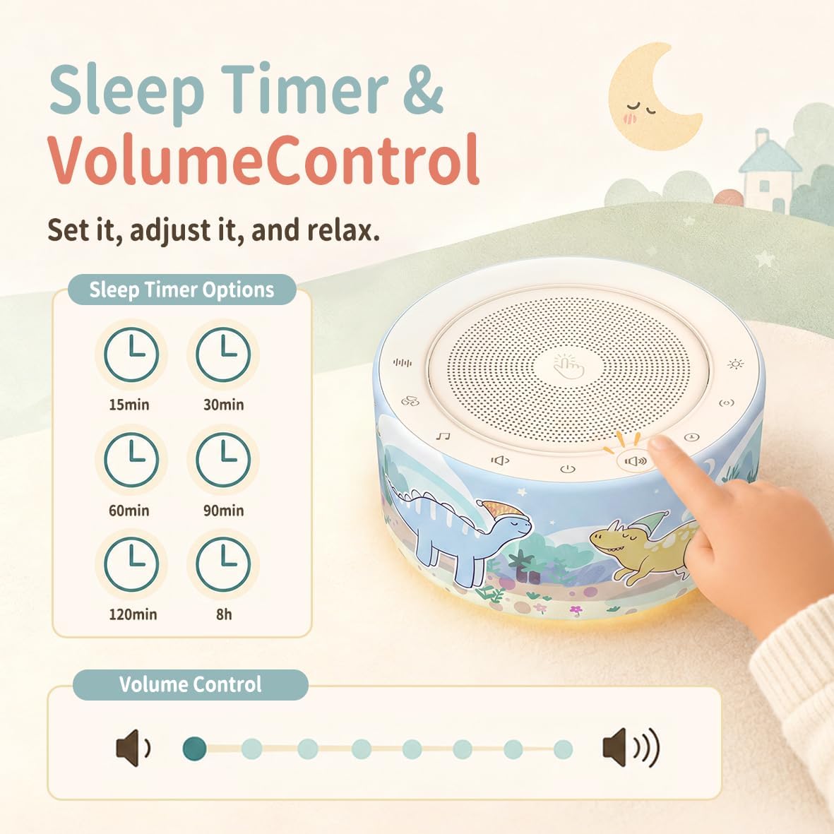 White Noise Machine for Baby & Adults, 30 Soothing Sounds, Sleep Sound Machine with 8 Color Night Light, Memory Function, White Noise for Sleeping, Nursery, Office, Travel & Relaxation