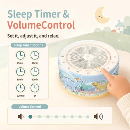 White Noise Machine for Baby & Adults, 30 Soothing Sounds, Sleep Sound Machine with 8 Color Night Light, Memory Function, White Noise for Sleeping, Nursery, Office, Travel & Relaxation