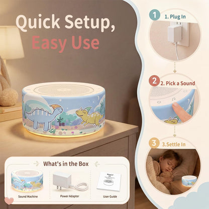 White Noise Machine for Baby & Adults, 30 Soothing Sounds, Sleep Sound Machine with 8 Color Night Light, Memory Function, White Noise for Sleeping, Nursery, Office, Travel & Relaxation