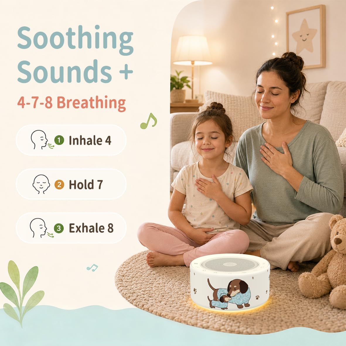 White Noise Machine for Baby & Adults, 30 Soothing Sounds, Sleep Sound Machine with 8 Color Night Light, Memory Function, White Noise for Sleeping, Nursery, Office, Travel & Relaxation