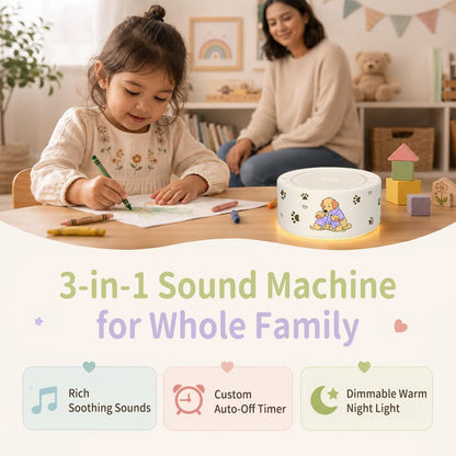 White Noise Machine for Baby & Adults, 30 Soothing Sounds, Sleep Sound Machine with 8 Color Night Light, Memory Function, White Noise for Sleeping, Nursery, Office, Travel & Relaxation