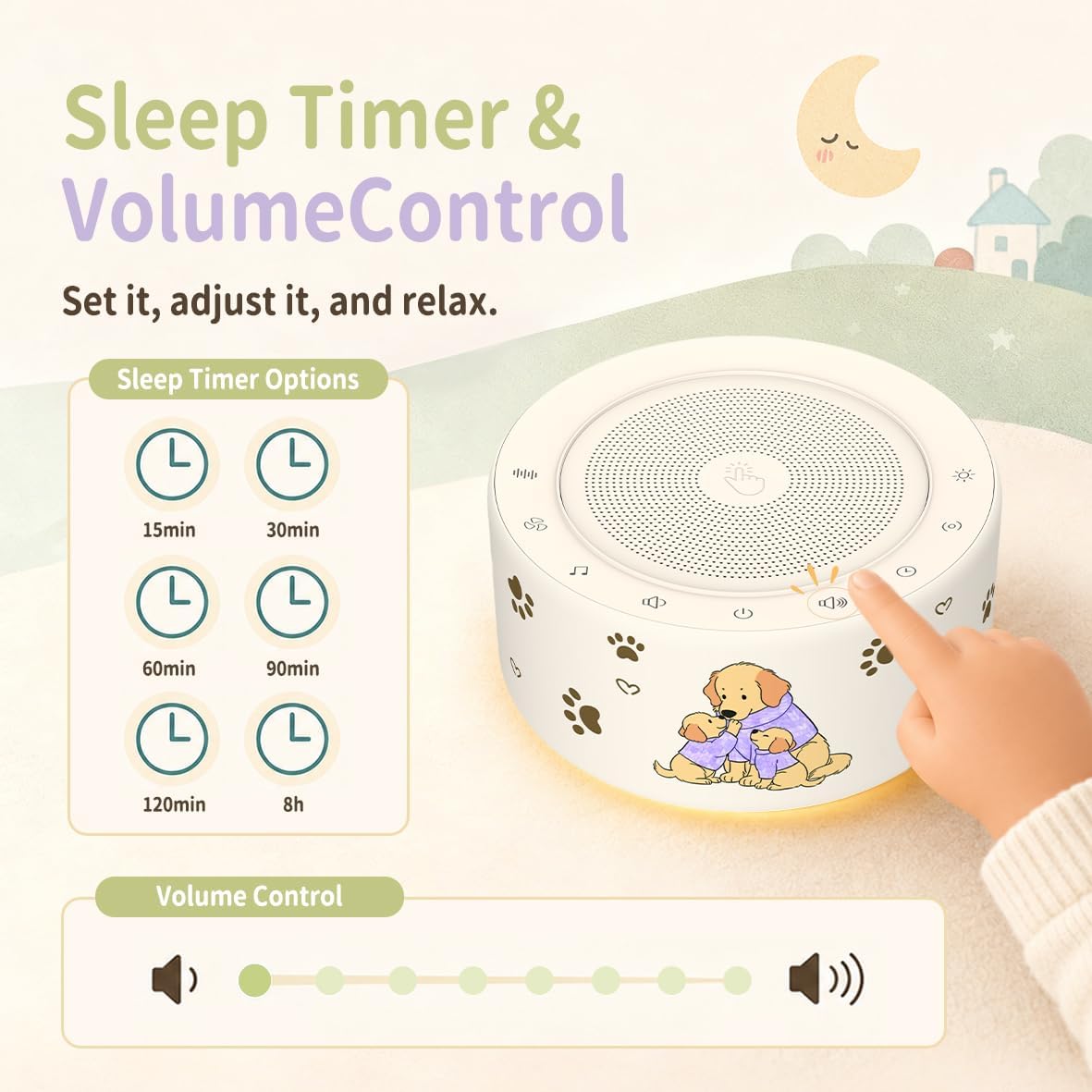 White Noise Machine for Baby & Adults, 30 Soothing Sounds, Sleep Sound Machine with 8 Color Night Light, Memory Function, White Noise for Sleeping, Nursery, Office, Travel & Relaxation