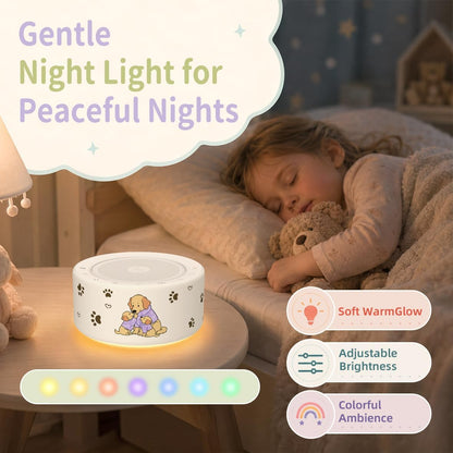 White Noise Machine for Baby & Adults, 30 Soothing Sounds, Sleep Sound Machine with 8 Color Night Light, Memory Function, White Noise for Sleeping, Nursery, Office, Travel & Relaxation