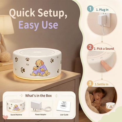 White Noise Machine for Baby & Adults, 30 Soothing Sounds, Sleep Sound Machine with 8 Color Night Light, Memory Function, White Noise for Sleeping, Nursery, Office, Travel & Relaxation
