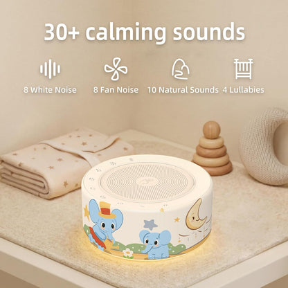 White Noise Machine for Baby & Adults, 30 Soothing Sounds, Sleep Sound Machine with 8 Color Night Light, Memory Function, White Noise for Sleeping, Nursery, Office, Travel & Relaxation