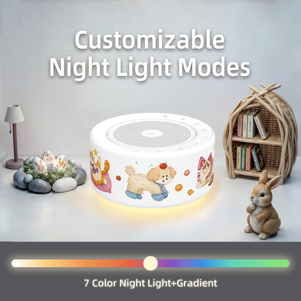 White Noise Machine for Baby & Adults, 30 Soothing Sounds, Sleep Sound Machine with 8 Color Night Light, Memory Function, White Noise for Sleeping, Nursery, Office, Travel & Relaxation