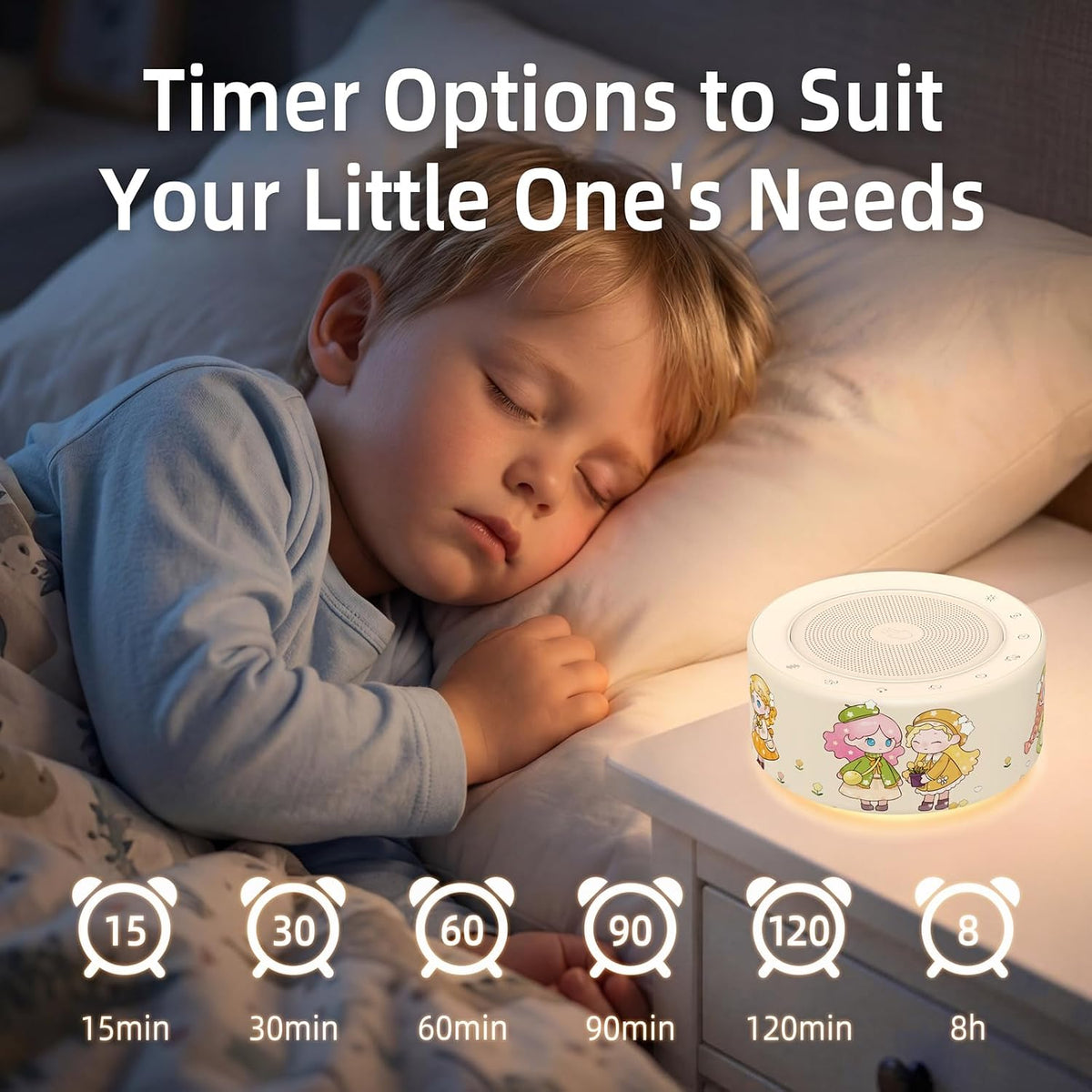 White Noise Machine for Baby & Adults, 30 Soothing Sounds, Sleep Sound Machine with 8 Color Night Light, Memory Function, White Noise for Sleeping, Nursery, Office, Travel & Relaxation