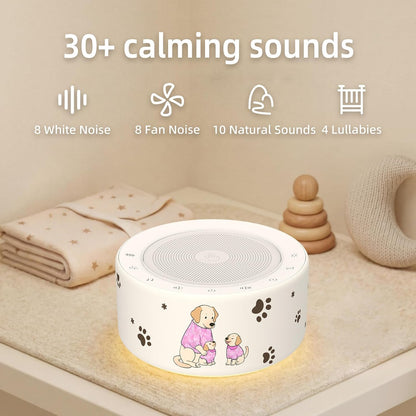 White Noise Machine for Baby & Adults, 30 Soothing Sounds, Sleep Sound Machine with 8 Color Night Light, Memory Function, White Noise for Sleeping, Nursery, Office, Travel & Relaxation