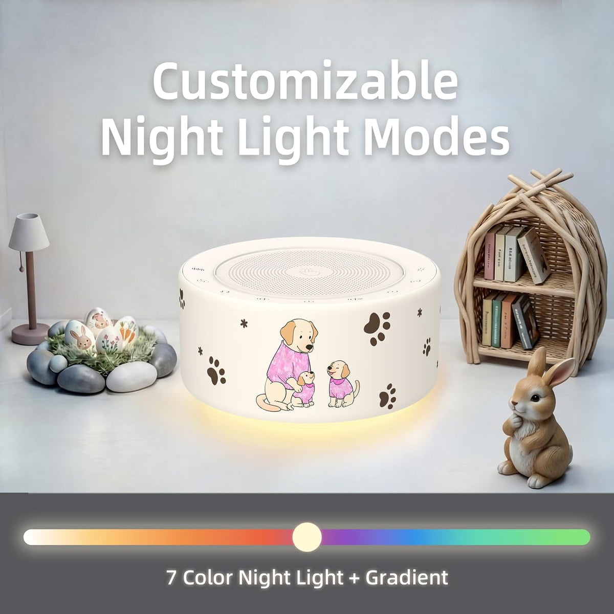 White Noise Machine for Baby & Adults, 30 Soothing Sounds, Sleep Sound Machine with 8 Color Night Light, Memory Function, White Noise for Sleeping, Nursery, Office, Travel & Relaxation