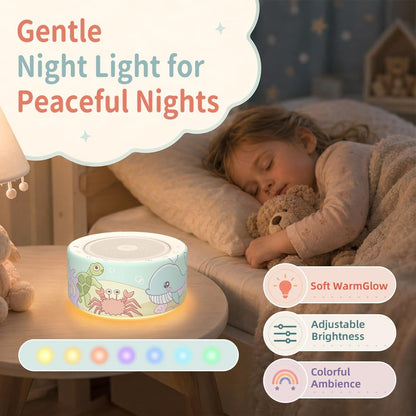 White Noise Machine for Baby & Adults, 30 Soothing Sounds, Sleep Sound Machine with 8 Color Night Light, Memory Function, White Noise for Sleeping, Nursery, Office, Travel & Relaxation