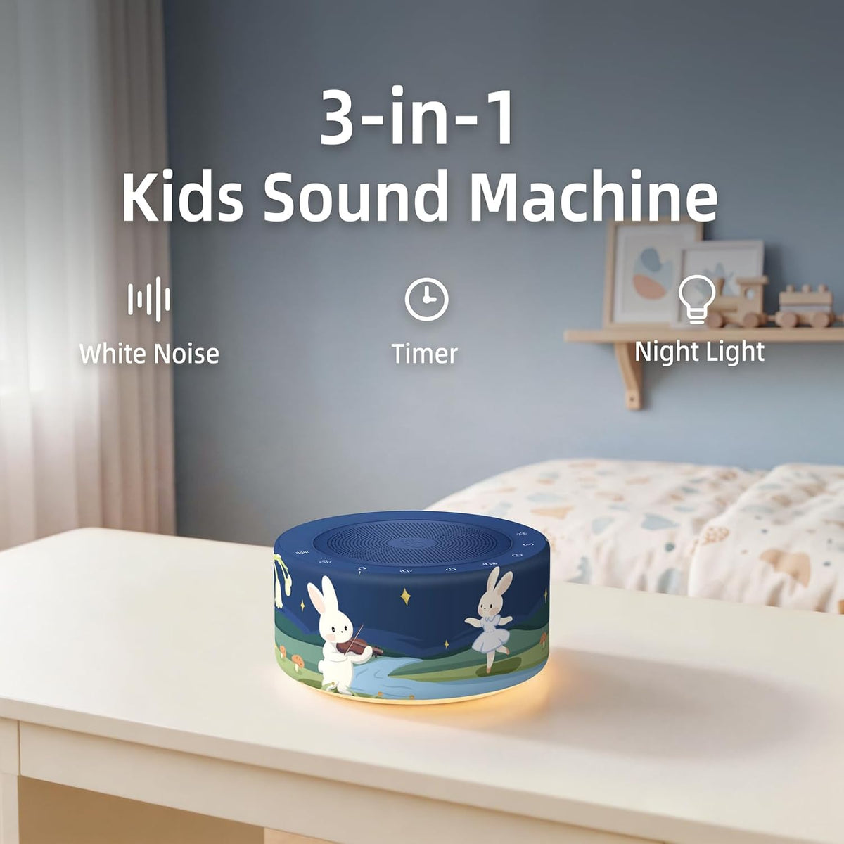 White Noise Machine for Baby & Adults, 30 Soothing Sounds, Sleep Sound Machine with 8 Color Night Light, Memory Function, White Noise for Sleeping, Nursery, Office, Travel & Relaxation