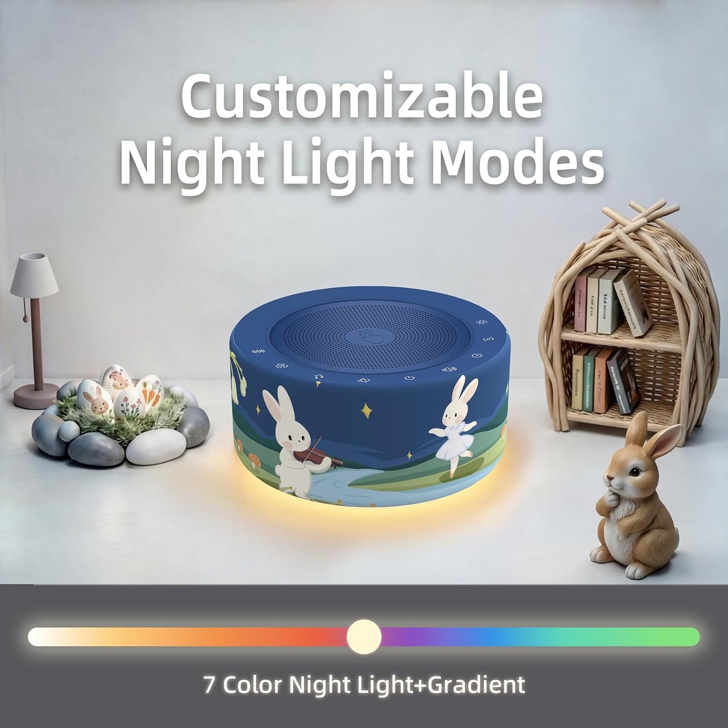 White Noise Machine for Baby & Adults, 30 Soothing Sounds, Sleep Sound Machine with 8 Color Night Light, Memory Function, White Noise for Sleeping, Nursery, Office, Travel & Relaxation