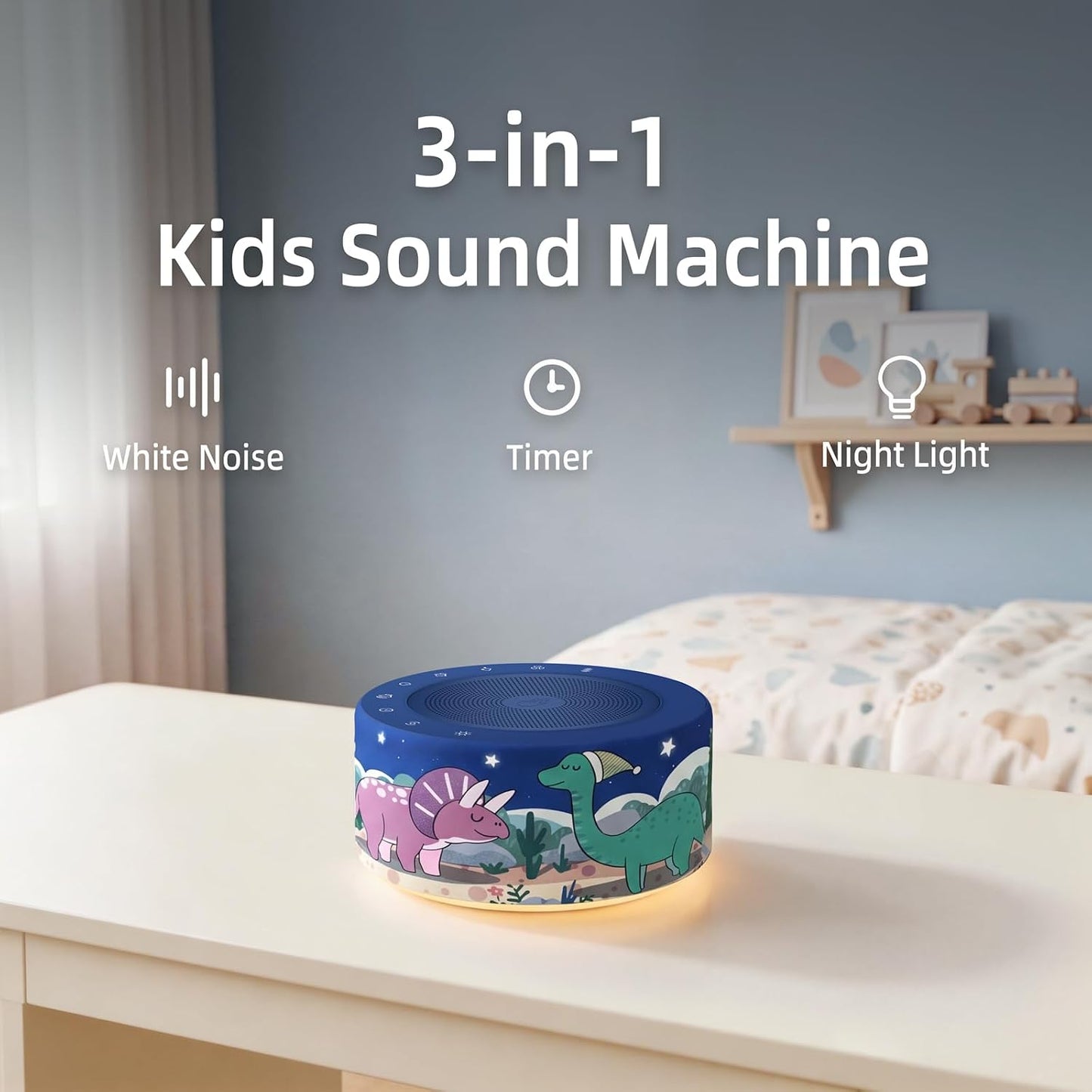 White Noise Machine for Baby & Adults, 30 Soothing Sounds, Sleep Sound Machine with 8 Color Night Light, Memory Function, White Noise for Sleeping, Nursery, Office, Travel & Relaxation