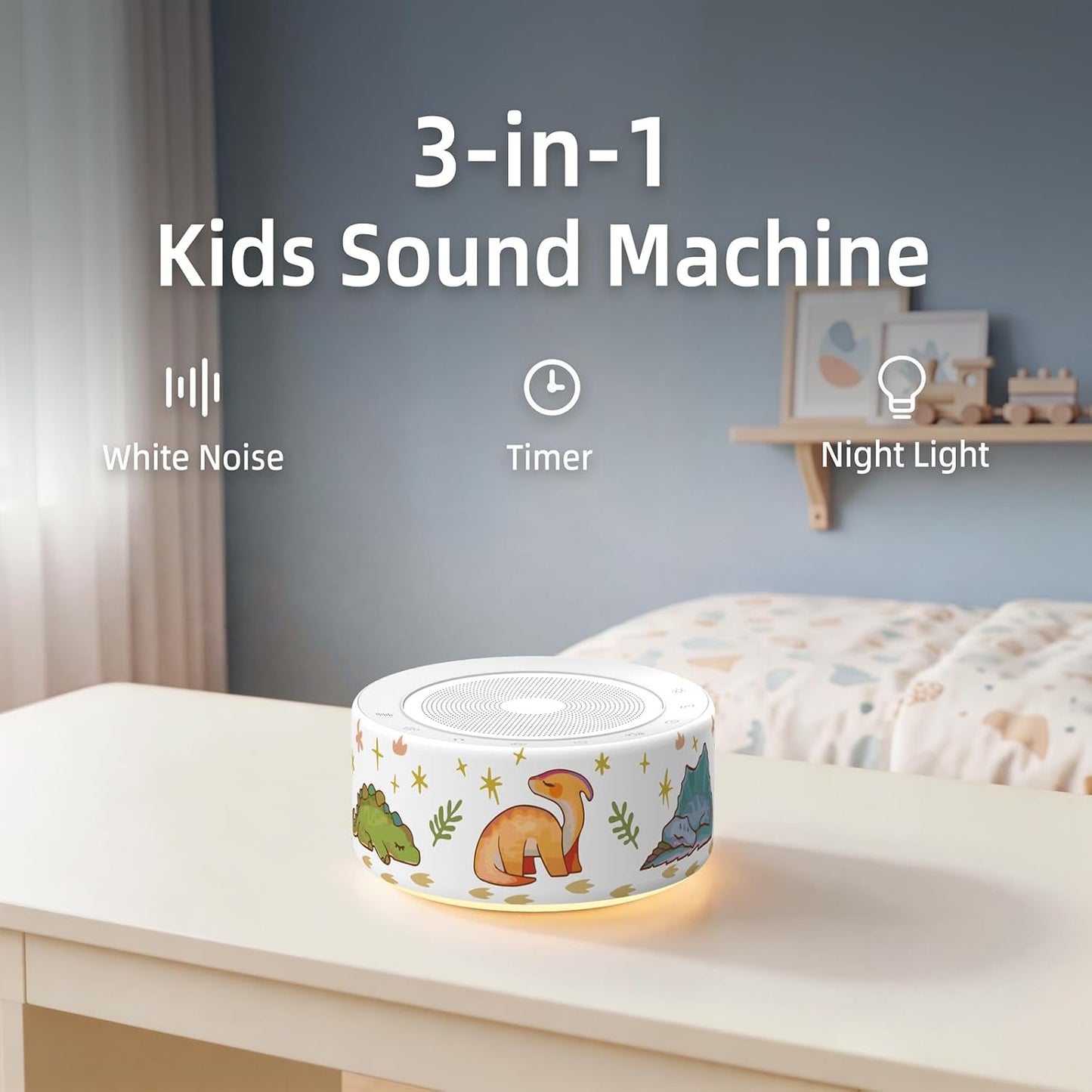 White Noise Machine for Baby & Adults, 30 Soothing Sounds, Sleep Sound Machine with 8 Color Night Light, Memory Function, White Noise for Sleeping, Nursery, Office, Travel & Relaxation