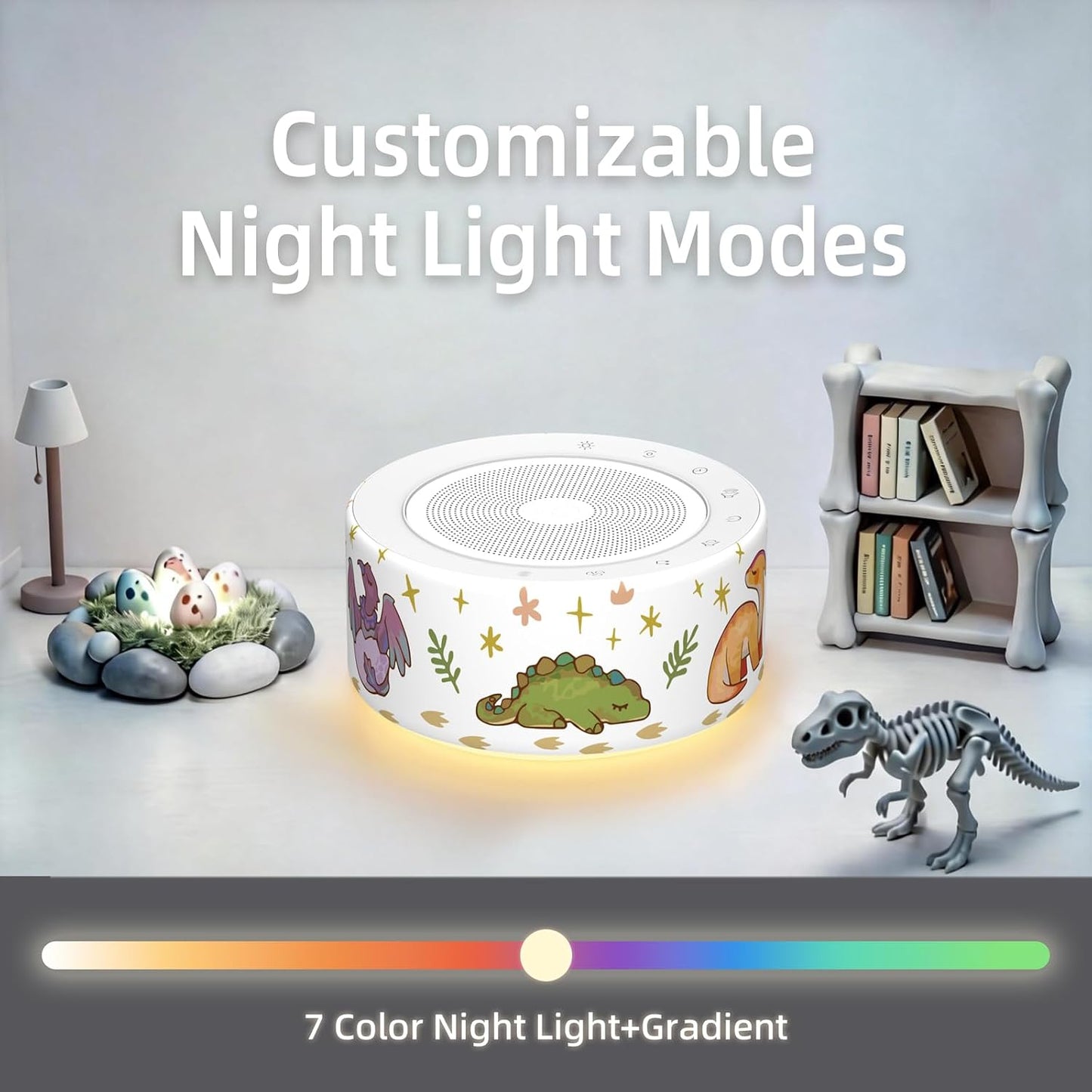 White Noise Machine for Baby & Adults, 30 Soothing Sounds, Sleep Sound Machine with 8 Color Night Light, Memory Function, White Noise for Sleeping, Nursery, Office, Travel & Relaxation