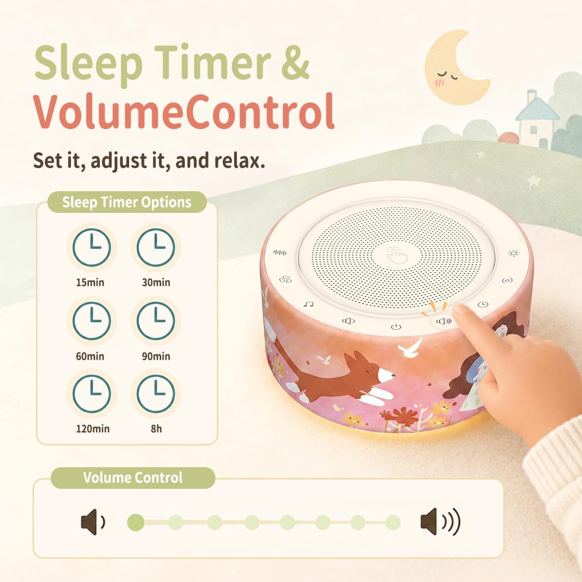 White Noise Machine for Baby & Adults, 30 Soothing Sounds, Sleep Sound Machine with 8 Color Night Light, Memory Function, White Noise for Sleeping, Nursery, Office, Travel & Relaxation