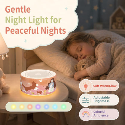 White Noise Machine for Baby & Adults, 30 Soothing Sounds, Sleep Sound Machine with 8 Color Night Light, Memory Function, White Noise for Sleeping, Nursery, Office, Travel & Relaxation