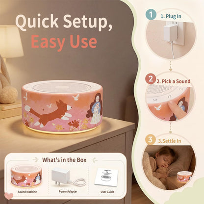 White Noise Machine for Baby & Adults, 30 Soothing Sounds, Sleep Sound Machine with 8 Color Night Light, Memory Function, White Noise for Sleeping, Nursery, Office, Travel & Relaxation