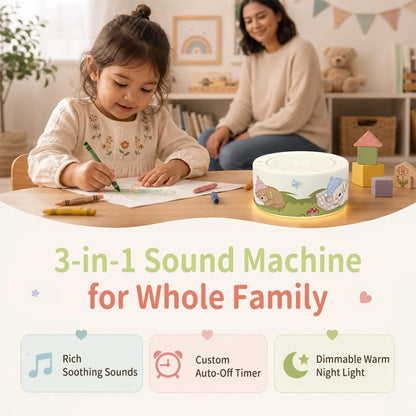 White Noise Machine for Baby & Adults, 30 Soothing Sounds, Sleep Sound Machine with 8 Color Night Light, Memory Function, White Noise for Sleeping, Nursery, Office, Travel & Relaxation