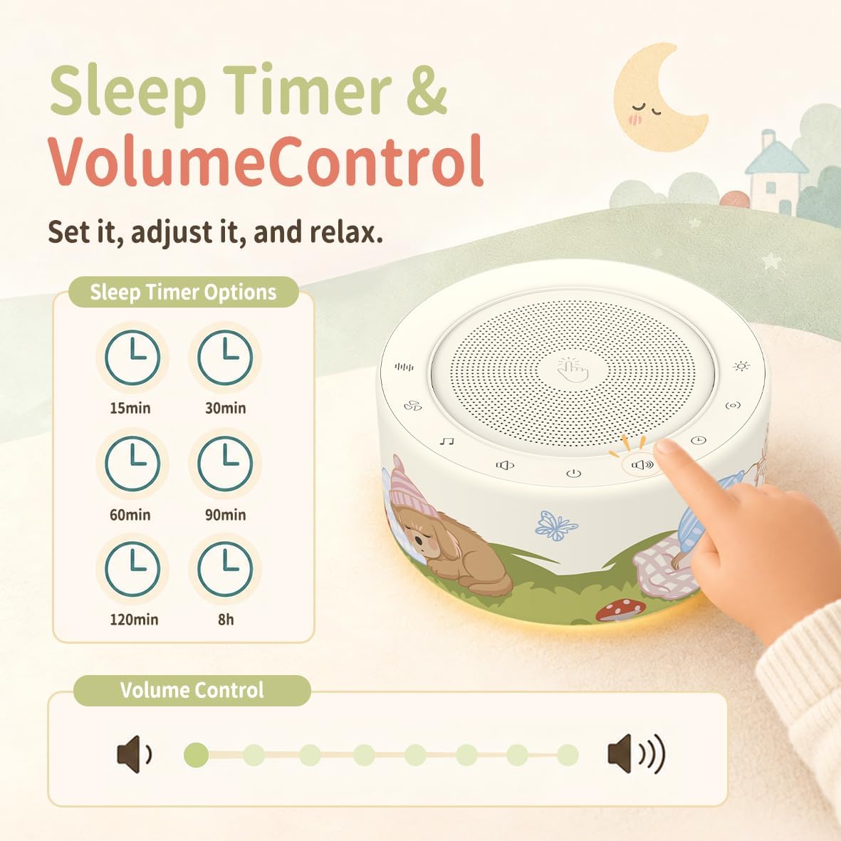 White Noise Machine for Baby & Adults, 30 Soothing Sounds, Sleep Sound Machine with 8 Color Night Light, Memory Function, White Noise for Sleeping, Nursery, Office, Travel & Relaxation
