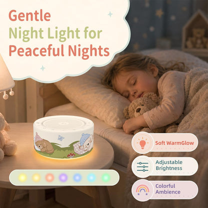White Noise Machine for Baby & Adults, 30 Soothing Sounds, Sleep Sound Machine with 8 Color Night Light, Memory Function, White Noise for Sleeping, Nursery, Office, Travel & Relaxation