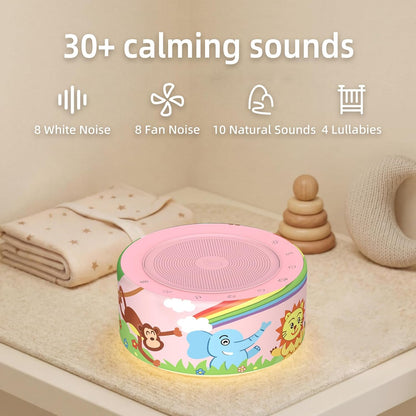White Noise Machine for Baby & Adults, 30 Soothing Sounds, Sleep Sound Machine with 8 Color Night Light, Memory Function, White Noise for Sleeping, Nursery, Office, Travel & Relaxation