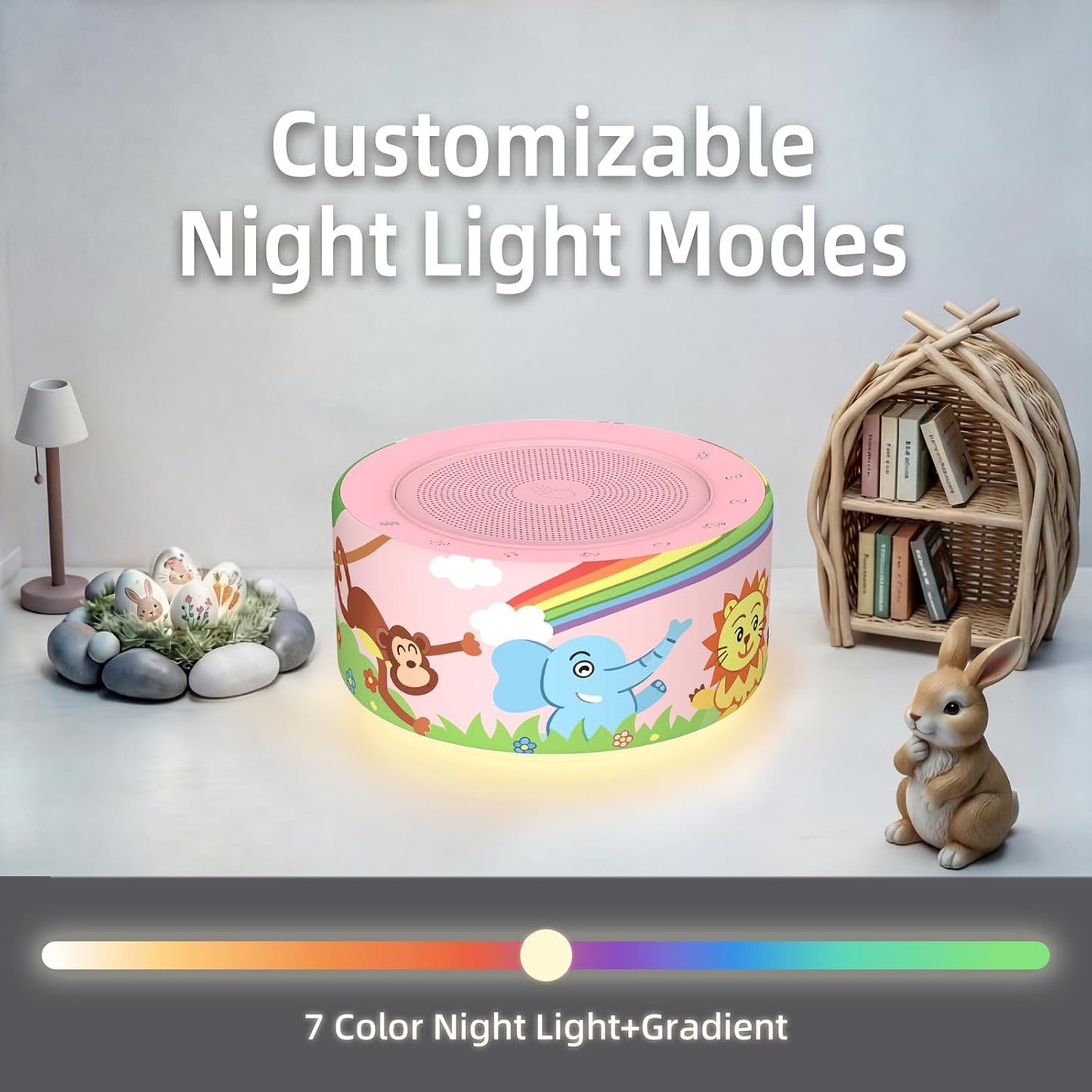 White Noise Machine for Baby & Adults, 30 Soothing Sounds, Sleep Sound Machine with 8 Color Night Light, Memory Function, White Noise for Sleeping, Nursery, Office, Travel & Relaxation