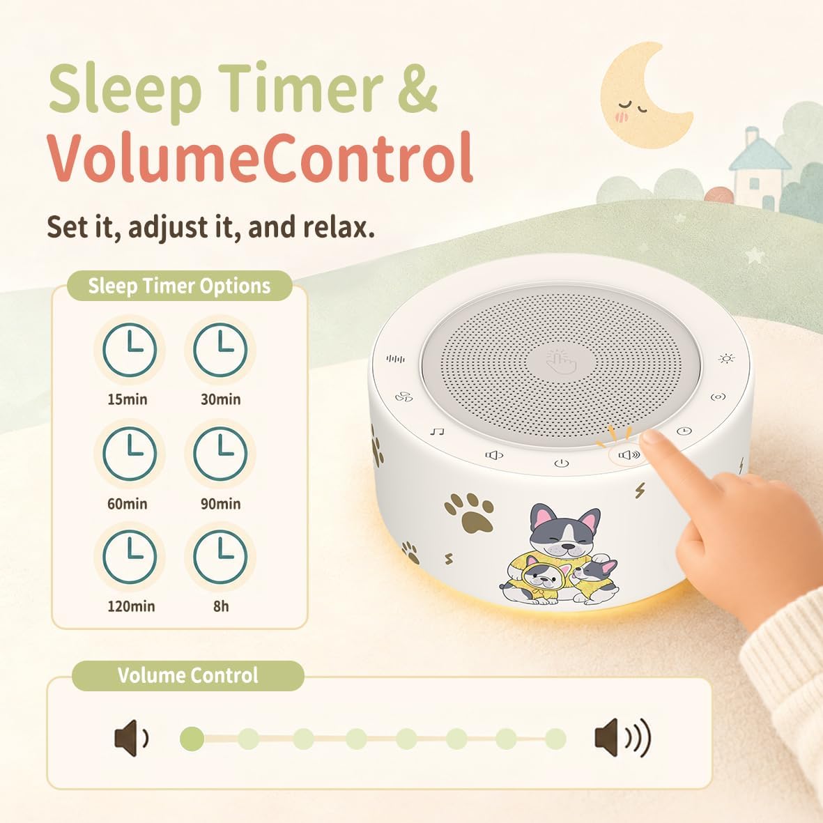 White Noise Machine for Baby & Adults, 30 Soothing Sounds, Sleep Sound Machine with 8 Color Night Light, Memory Function, White Noise for Sleeping, Nursery, Office, Travel & Relaxation
