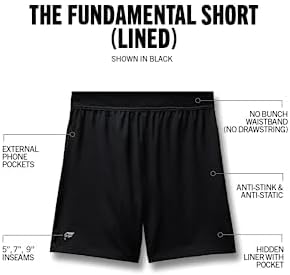 Men's The Fundamental Short (Lined), Workout, Running, Training, Gym, Yoga, Ultra Lightweight, Athletic