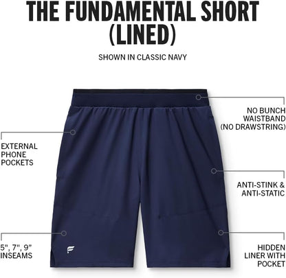 Men's The Fundamental Short (Lined), Workout, Running, Training, Gym, Yoga, Ultra Lightweight, Athletic
