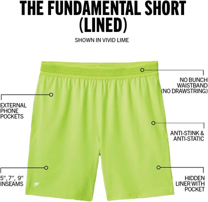 Men's The Fundamental Short (Lined), Workout, Running, Training, Gym, Yoga, Ultra Lightweight, Athletic