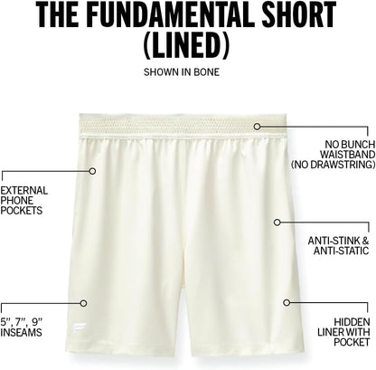 Men's The Fundamental Short (Lined), Workout, Running, Training, Gym, Yoga, Ultra Lightweight, Athletic