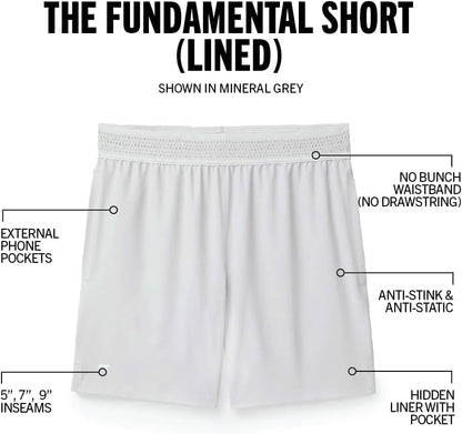 Men's The Fundamental Short (Lined), Workout, Running, Training, Gym, Yoga, Ultra Lightweight, Athletic