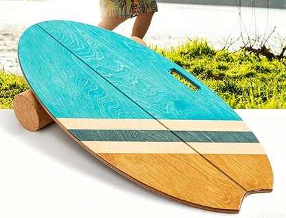 Balance Board Indoor Surfboard Surf Style Home Fitness with Wheel for Exercise, Athletic Training and Board Sports - Fun Workout Equipment For Balance, Stability and Improving Core Strength