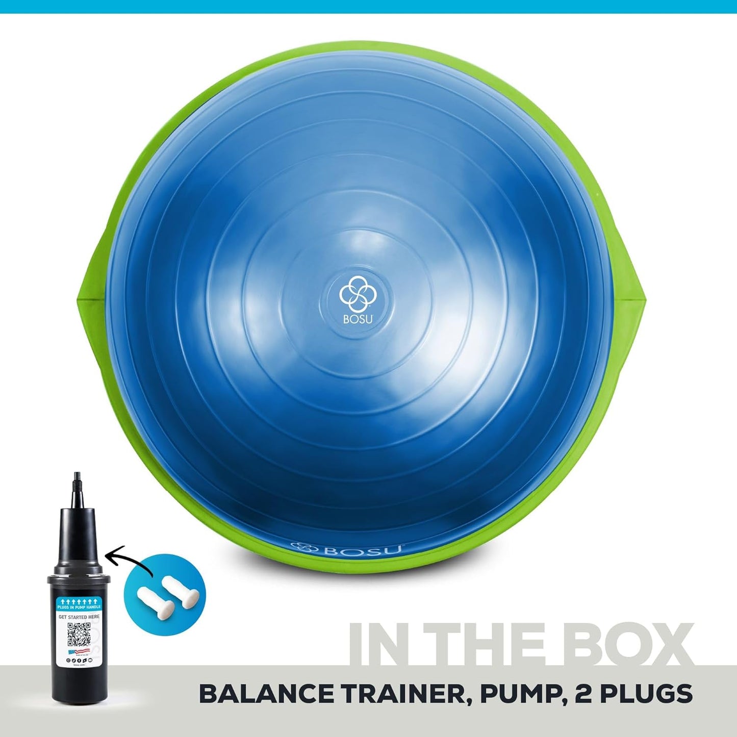 Balance Ball Exercise Trainer, Home Gym Equipment w/Guided Workouts & Pump, 26" Inflatable Fitness Platform for Strength Training, Standing, Balancing, and Core Workout