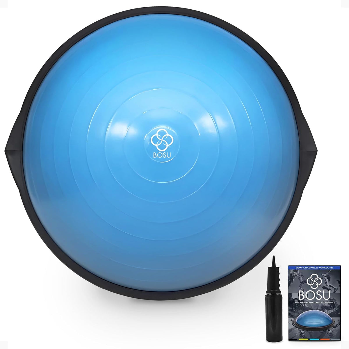 Balance Ball Exercise Trainer, Home Gym Equipment w/Guided Workouts & Pump, 26" Inflatable Fitness Platform for Strength Training, Standing, Balancing, and Core Workout