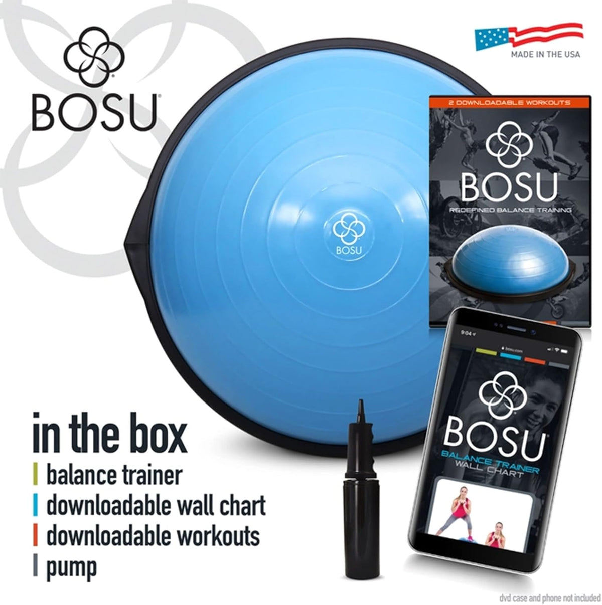 Balance Ball Exercise Trainer, Home Gym Equipment w/Guided Workouts & Pump, 26" Inflatable Fitness Platform for Strength Training, Standing, Balancing, and Core Workout