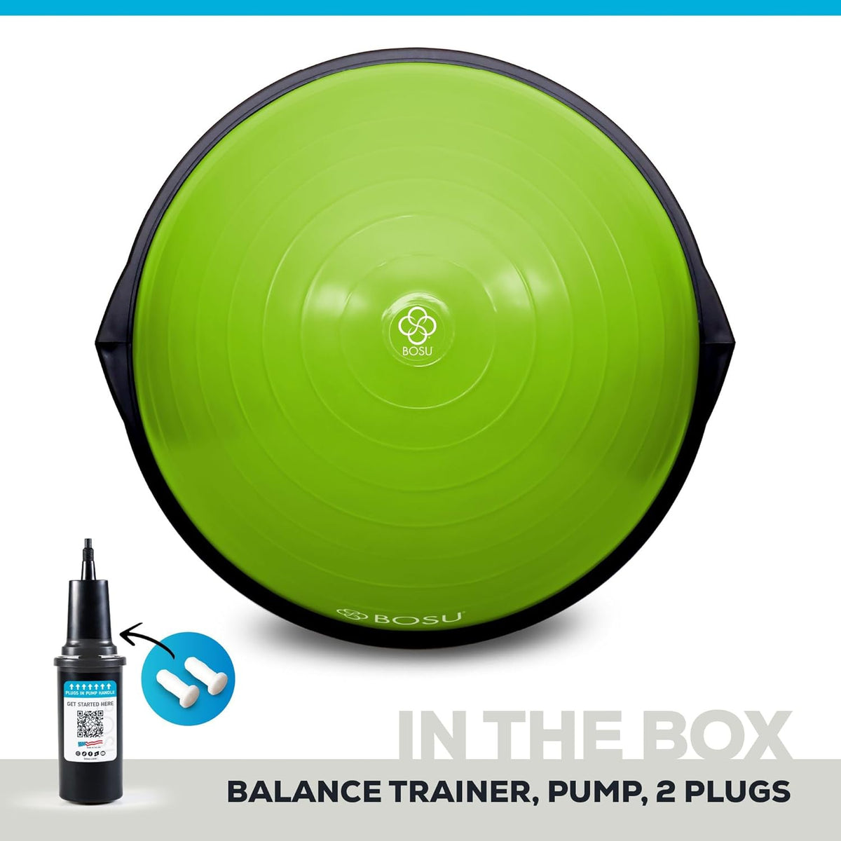 Balance Ball Exercise Trainer, Home Gym Equipment w/Guided Workouts & Pump, 26" Inflatable Fitness Platform for Strength Training, Standing, Balancing, and Core Workout