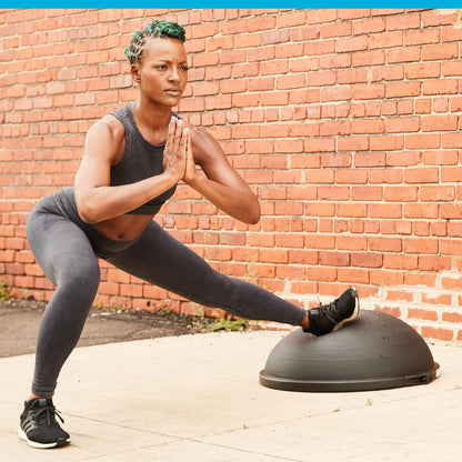 Balance Ball Exercise Trainer, Home Gym Equipment w/Guided Workouts & Pump, 26" Inflatable Fitness Platform for Strength Training, Standing, Balancing, and Core Workout