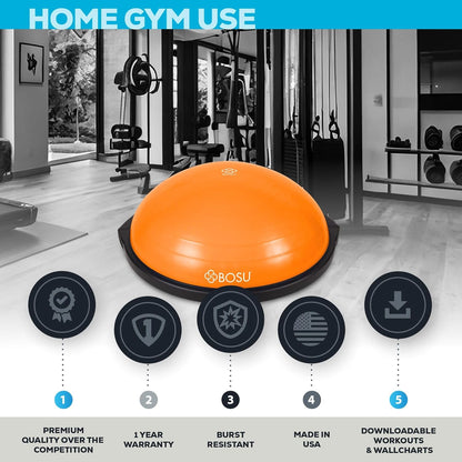 Balance Ball Exercise Trainer, Home Gym Equipment w/Guided Workouts & Pump, 26" Inflatable Fitness Platform for Strength Training, Standing, Balancing, and Core Workout