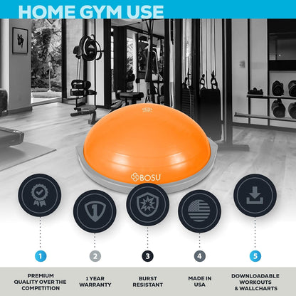 Balance Ball Exercise Trainer, Home Gym Equipment w/Guided Workouts & Pump, 26" Inflatable Fitness Platform for Strength Training, Standing, Balancing, and Core Workout