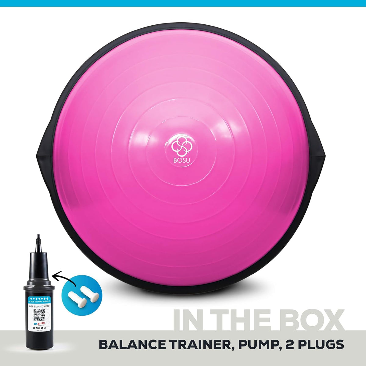 Balance Ball Exercise Trainer, Home Gym Equipment w/Guided Workouts & Pump, 26" Inflatable Fitness Platform for Strength Training, Standing, Balancing, and Core Workout