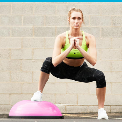 Balance Ball Exercise Trainer, Home Gym Equipment w/Guided Workouts & Pump, 26" Inflatable Fitness Platform for Strength Training, Standing, Balancing, and Core Workout