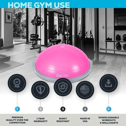 Balance Ball Exercise Trainer, Home Gym Equipment w/Guided Workouts & Pump, 26" Inflatable Fitness Platform for Strength Training, Standing, Balancing, and Core Workout
